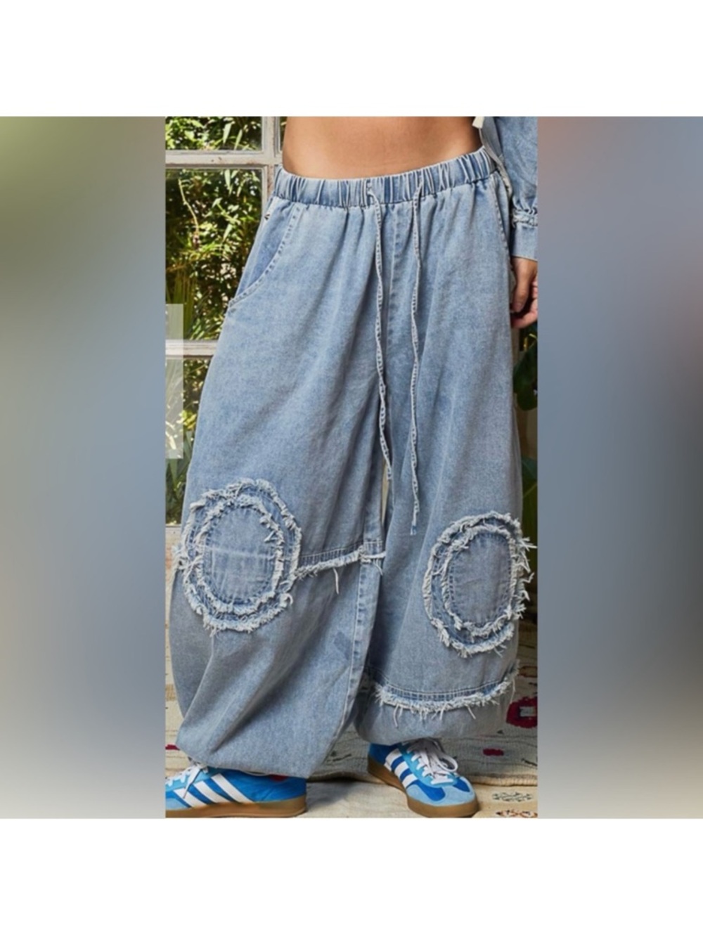 POL Light Blue Denim Patch Wide-Leg Set - Picture 5 of 7